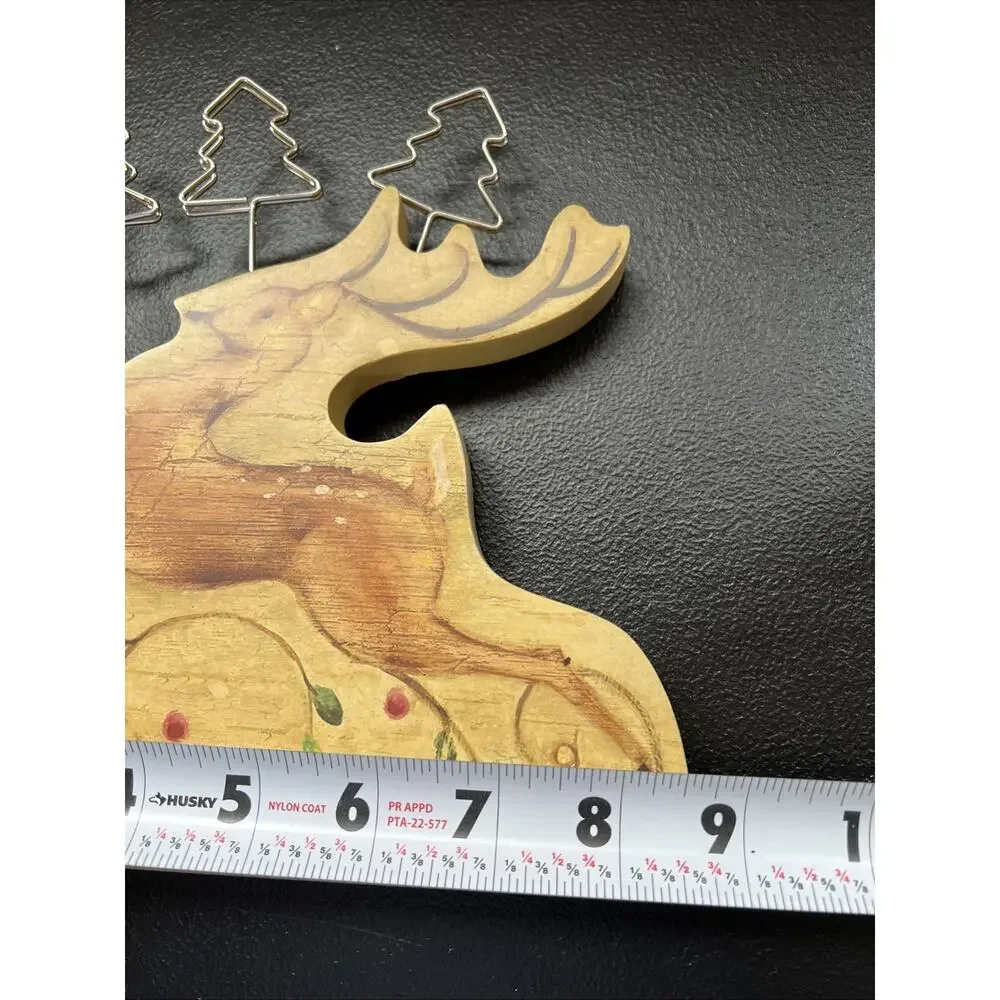Vintage Cheri Blum Photo Clip Reindeer Holiday Christmas Wood Tabletop Stand